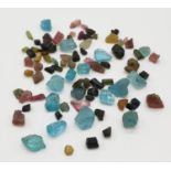 62cts rough tourmalines and apatite gemstone