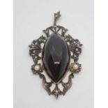 Vintage Silver and Gold Quartz Diamond and Pearl Pendant, 15g