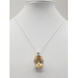 Citrine Gemstone Pendant set in Sterling Silver on a 40cm long silver chain, weight 10g approx and