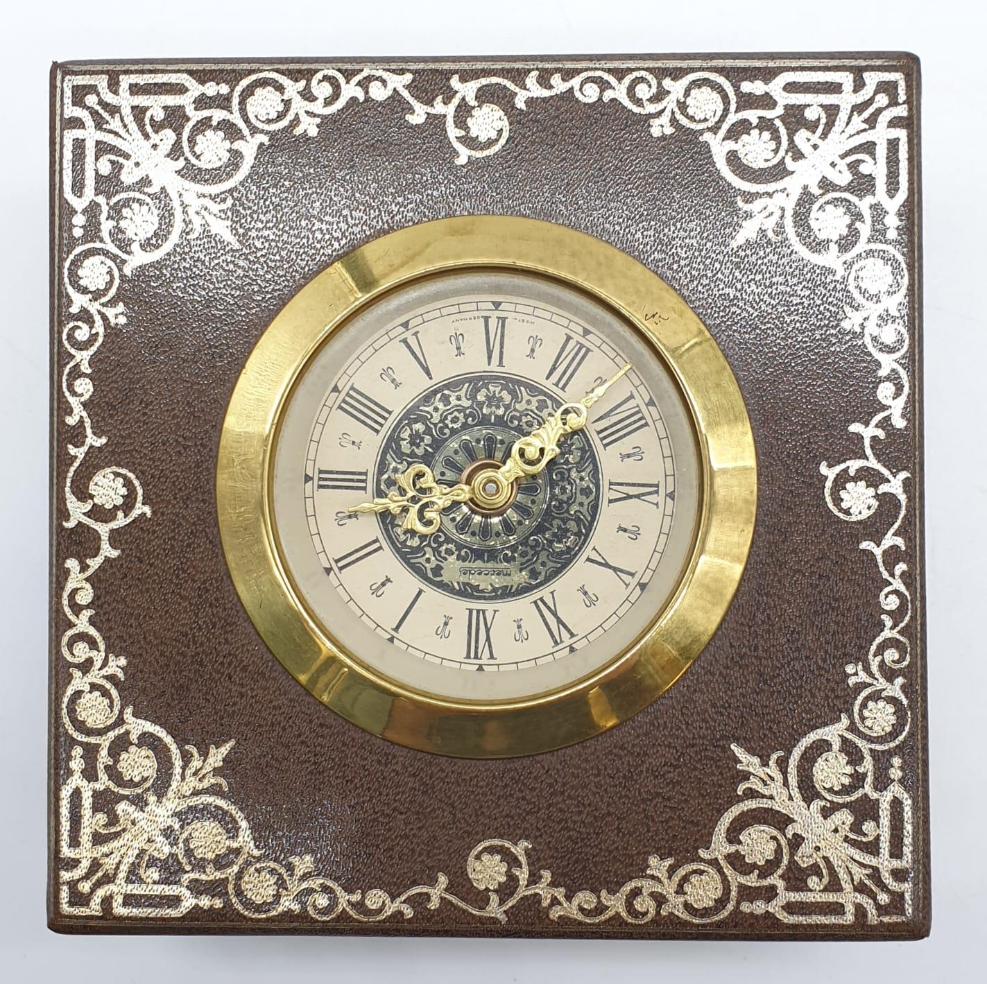 Vintage Mantle Wind-up Clock by Meccedes Phillip Skandetui Malmo, Swedish Designer. 10.5 x 10.5cm.