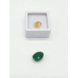 2x Gemstones GLI Certified; 6.85 cts natural emerald (beryl) 2.30 cts natural citrine