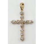 18ct Yellow Gold and Diamond Cross Pendant set on 18ct Gold 44cm Chain, Total Weight, 2.6g, 1ct