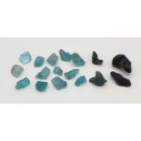 30cts Black fire opal and apatite rough gemstone