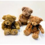 3 Harrods souvenir bears. Large bear measures 34cm in sitting height, other bears measure 25cm. Good