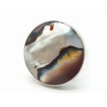 Silver ring having large circular Agate stone to top. Size L.