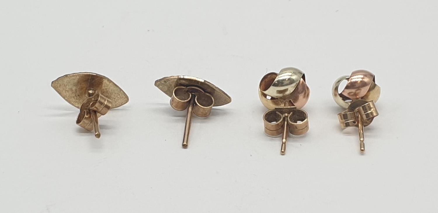 2x pairs of 9ct gold earrings (2) - Image 2 of 5