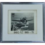 A framed and glazed hand inscribed original photograph of flight 849D taking off from aircraft