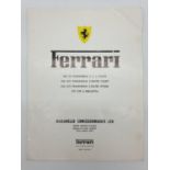 Original 1960's Ferrari Brochure including prices.