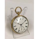 Antique gilt silver John Bennet fusee pocket watch with diamond end stone , good condition and