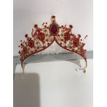 Red Tiara with Rhinestones