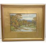 Charles Jame Adams watercolour of North Wales circa 1890 in gilt frame and surround. Frame