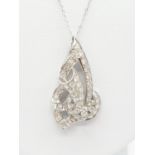 Platinum and Diamond PENDANT; 8.2g In excess of 2 ct of diamonds.