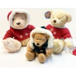 3 Harrods souvenir bears. 2 large Christmas bears measuring 31cm in sitting height from years 2008 &