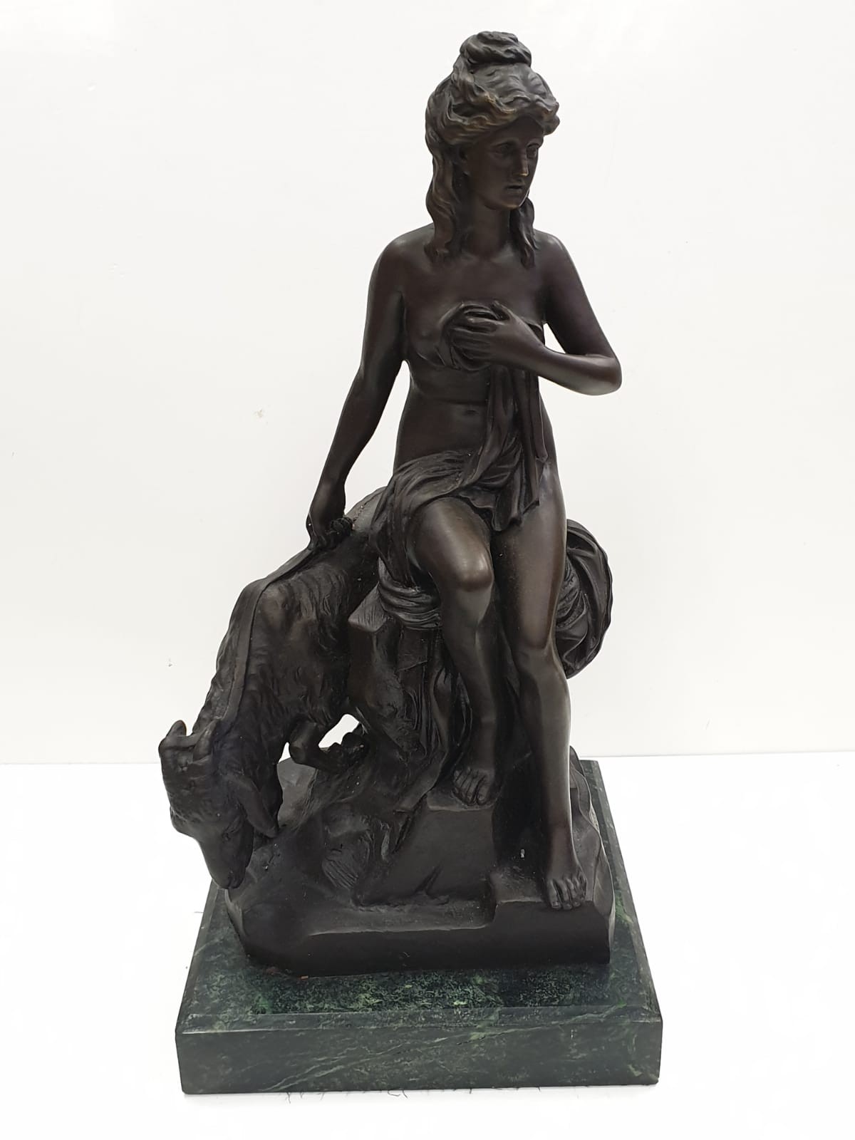 Bronze Pierre Julien figurine on plinth. 'Amalthea and Jupiter's Goat'. Height 45cm. Weight 9.7kg