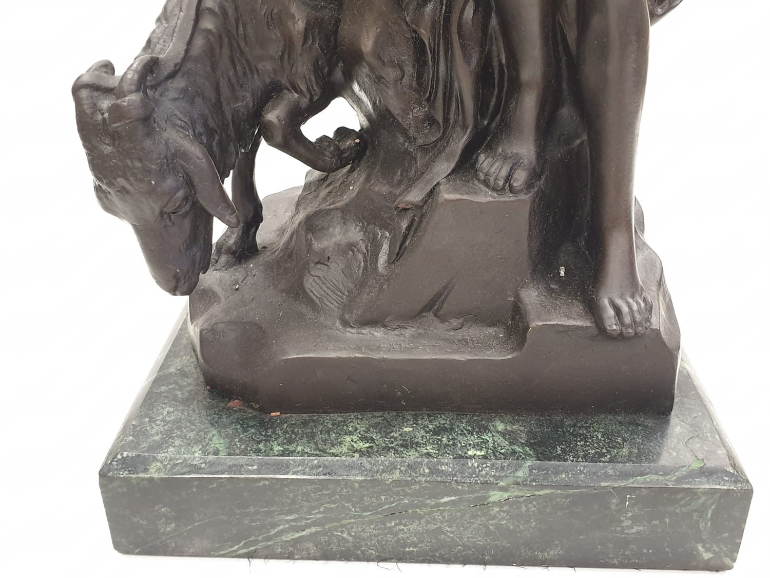 Bronze Pierre Julien figurine on plinth. 'Amalthea and Jupiter's Goat'. Height 45cm. Weight 9.7kg - Image 7 of 27