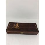 rosewood ( waxed and varnished) box; 19.9x7.2x4cm