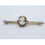 18ct diamond cameo brooch, weight 7g, length 6cm