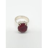 Dressed ruby silver N size ring