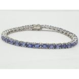 A Tanzanite Gemstone Tennis Bracelet in Sterling Silver