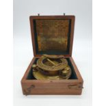 J.H.Steward of Strand London brass compass and sundial circa 1950 in custom made box (12x12cm)