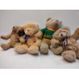4 Harrods souvenir bears, sitting heights range from 25 to 32cm. Original tag on one bear. Good
