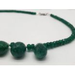 A Emerald Drops Necklace With Matching Dangler Earrings