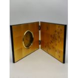 A Japanese Hakuichi Gold-Leaf Folding Clock. unused, New in Box.