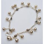 Silver bells bracelet, length 210mm & 12.4g