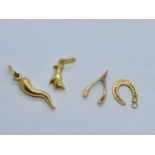 4x assorted 9ct gold pendants, weight 2.53g approx
