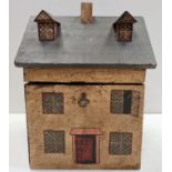 A Naive Folk Art Tea Caddy, Height 21cm, Length 14.5cm, Depth 12cm.