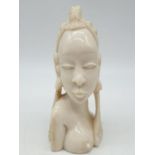 Ivory bust sculpture of African lady - circa 1930. Height 14cm.