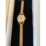 Vintage ladies 9ct gold Rotary wristwatch, full hallmark to strap and watch, working order ,manual
