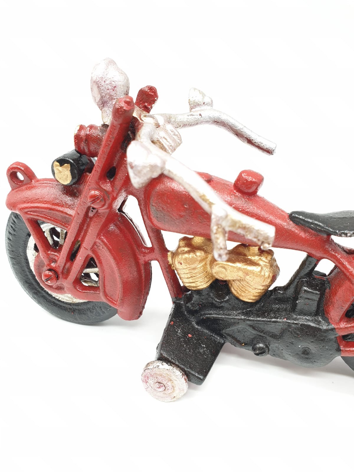 A collector?s item, French, cast iron, MITCHELIN MAN, on a motorbike. Wheels turning with special - Image 6 of 6