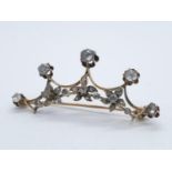 Antique diamond crown brooch with 3cts of diamonds