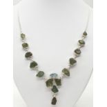 A Raw Green Apetite Gemstone Necklace in Sterling Silver