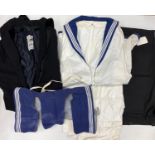 Box of numerous naval uniforms. Female and Male. Trousers, skirts, shirts and blazers.