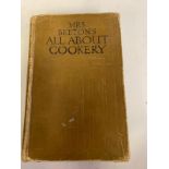 1940s / 50s Edition Mrs Beatons all about cookery book. A/F.