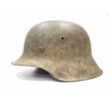 WW2 German M42 Normandy Helmet. This helmet is a typical post 1943 variant in slate grey workshop