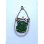 Jade pendant on 9ct rose gold chain