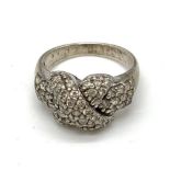 Silver Ring with White Stone and X design 5.8g Size P