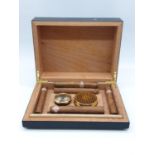 Cigar Humidor with hygrometer and 8 cigars. 24 x 18cms
