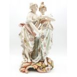 Meissen figurine of two scantily clad flower pickers. Some damage. Needs sympathetic restoration.