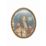 A very early miniature watercolour of Charles II (?), 9x7cm