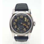 Longines vintage gents watch (antimagnetic, manual wind), case 42mm with black leather strap, in