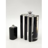 Modern glass black enamel scent bottle. 20cms tall.