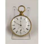 Antique yellow metal Tobias of Liverpool pocket watch , engraved case , movement ticks if shaken for