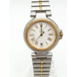 Ladies Dunhill Watch. White face, Roman numerals, Bi-metal strap.