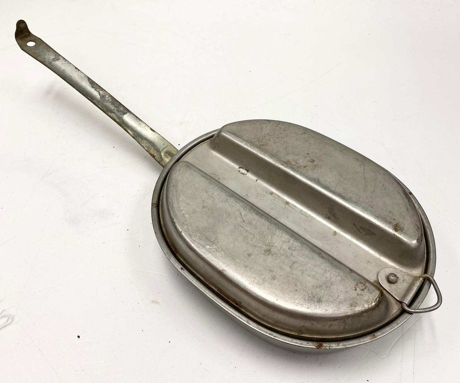 Vietnam Flea Market Find: US Mess Tin Dated 1951 with a fork and spoon. - Image 3 of 5