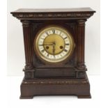 A Large Victorian Chiming Mantle clock with key & pendulum, 35x30cms