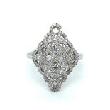 18k white gold diamond dress ring with approx 1ct in total, come with W.G.I certification